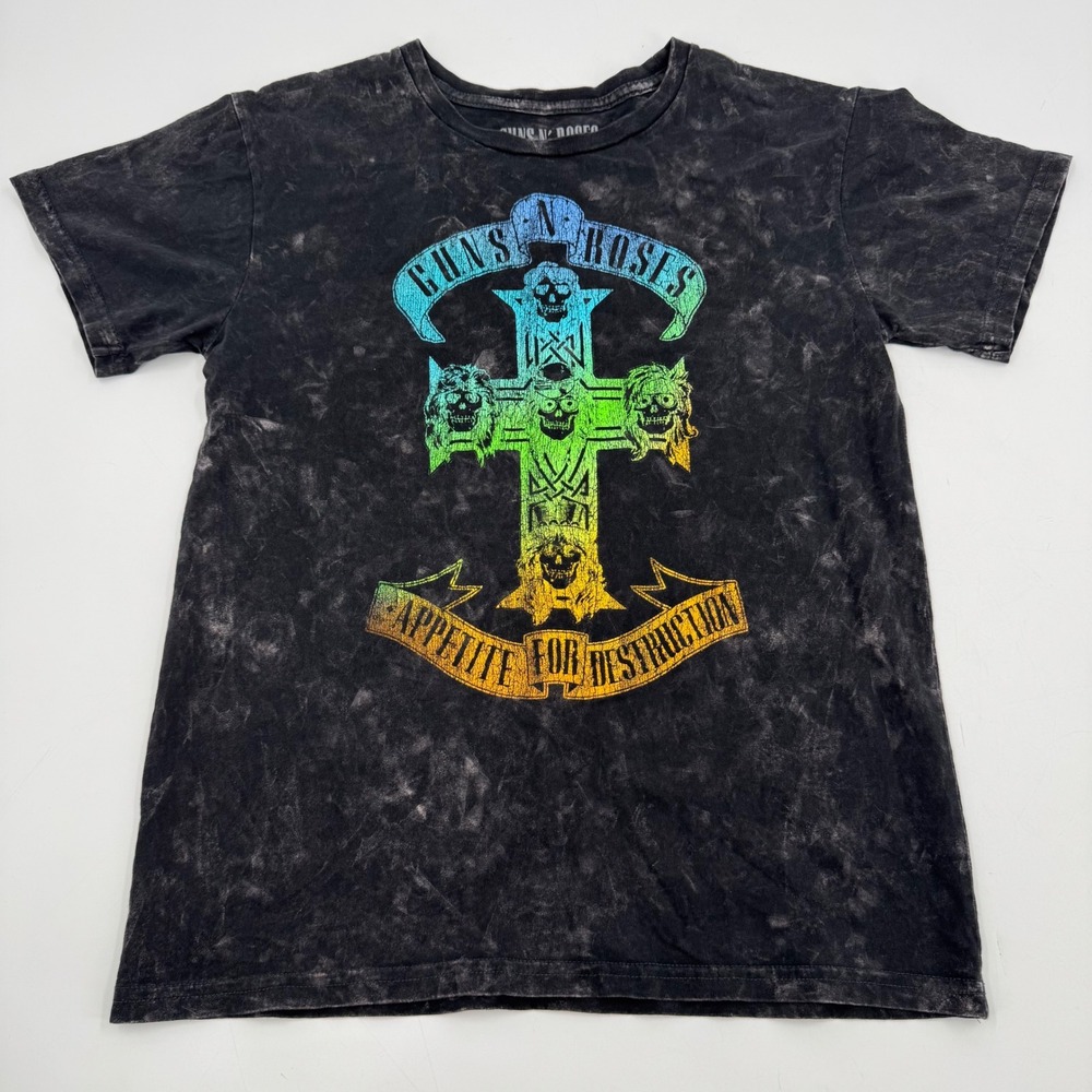 Guns N Roses Appetite For Destruction Graphic T-Shirt Black Wash Rock Band Small